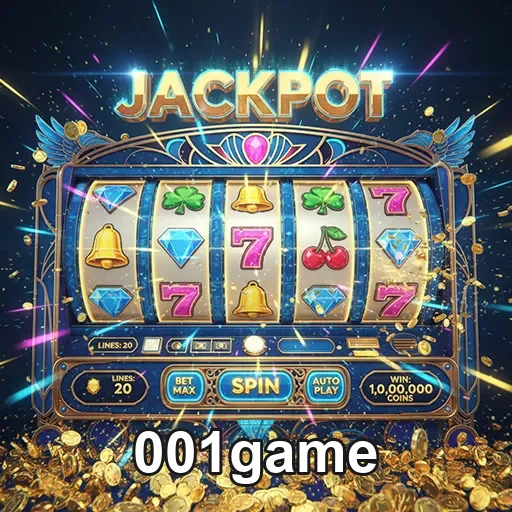 Imagem do jogo de caça-níqueis do 001game, destaque para as roletas e símbolos coloridos, perfeito para jogadores de slo